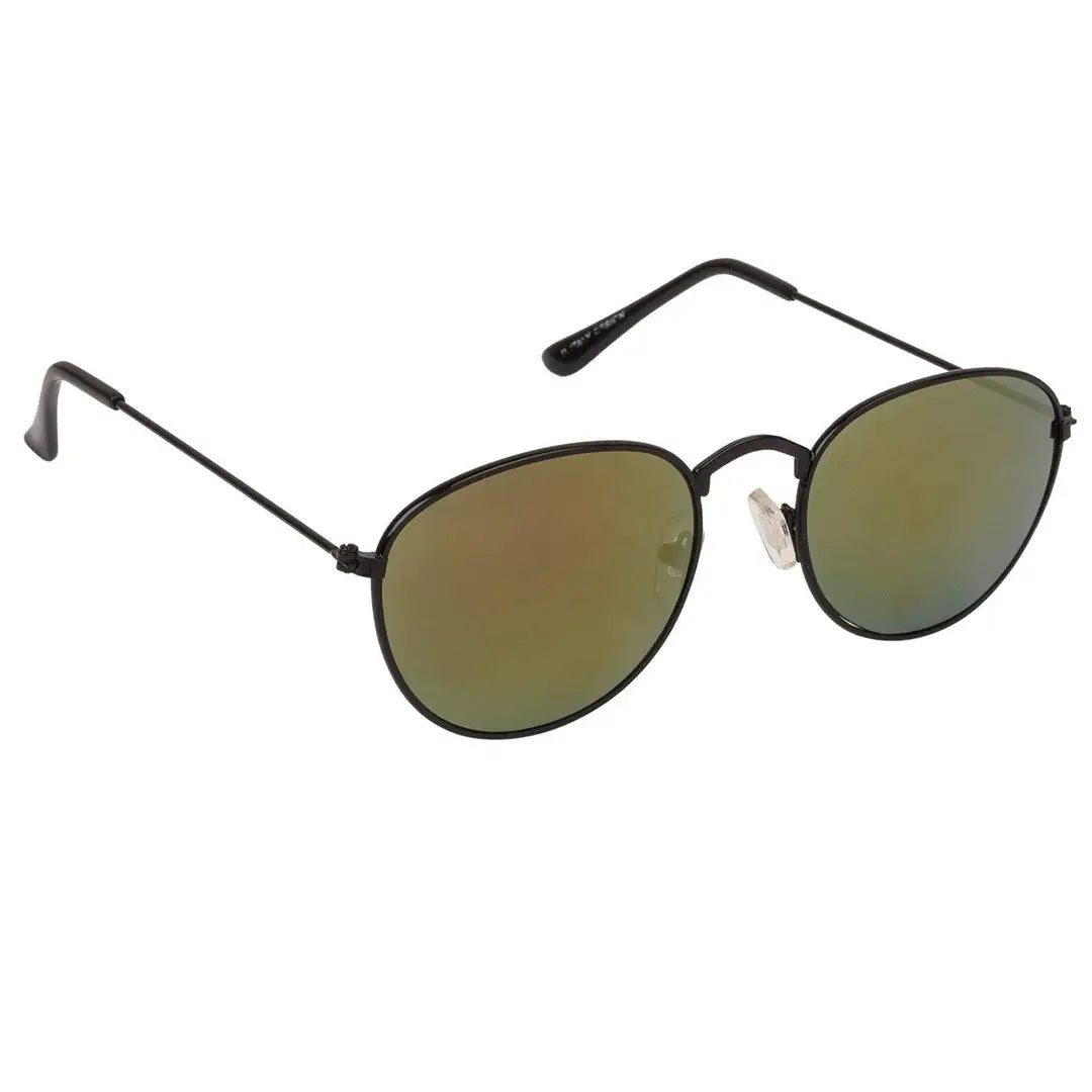 Arzonai Jones Mirrored Oval Shape Black-Orange UV Protection Sunglasses For Men  Women [MA-310-S7 ]