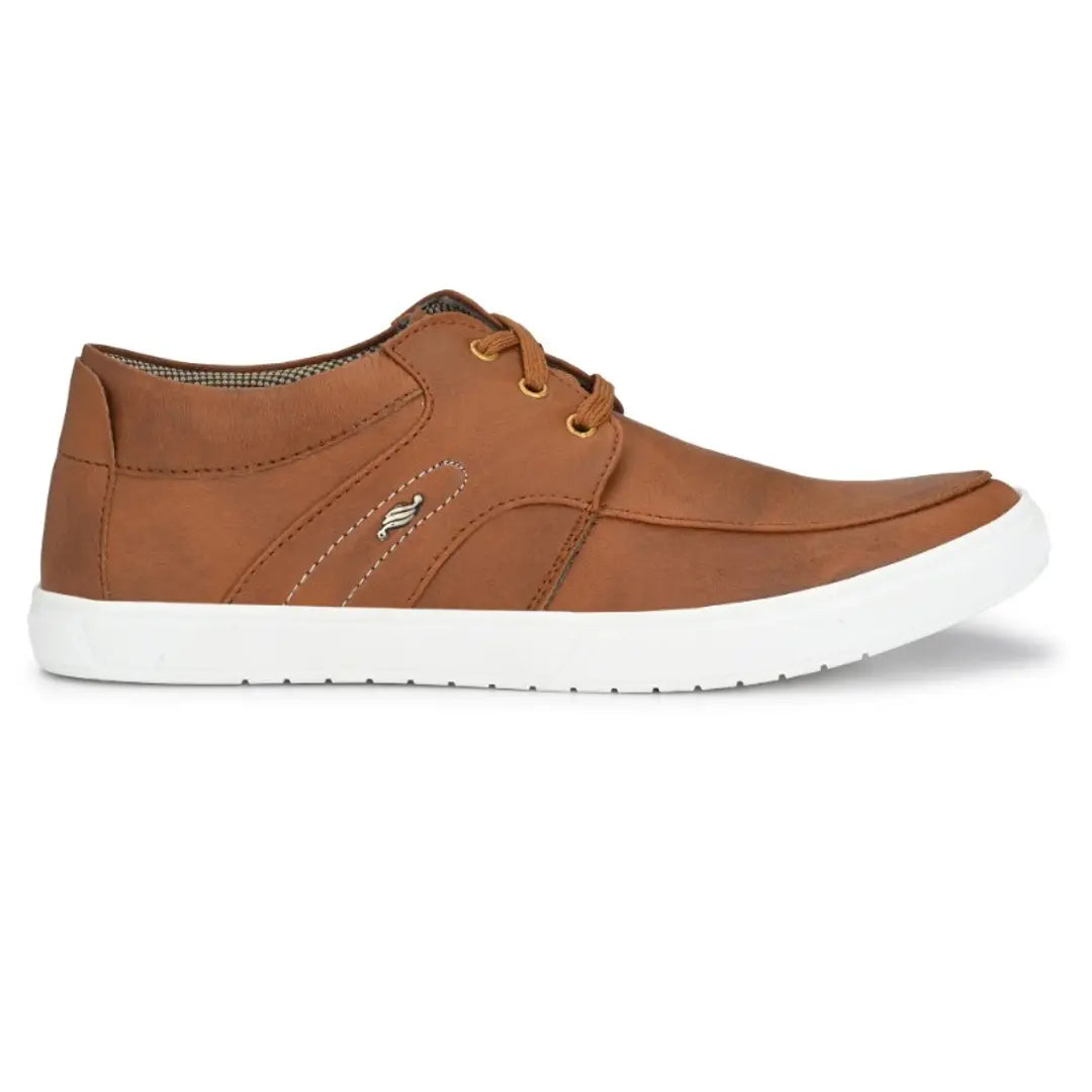 Tan Lace-Up Casual Shoes For Men's