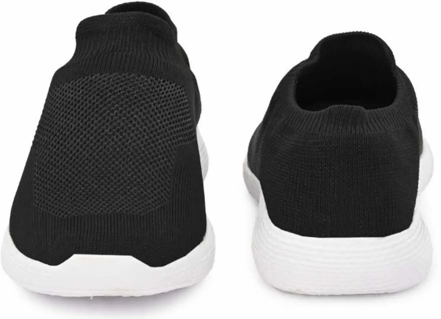 Light Weight Solid Black Mesh Sport Shoes for Men