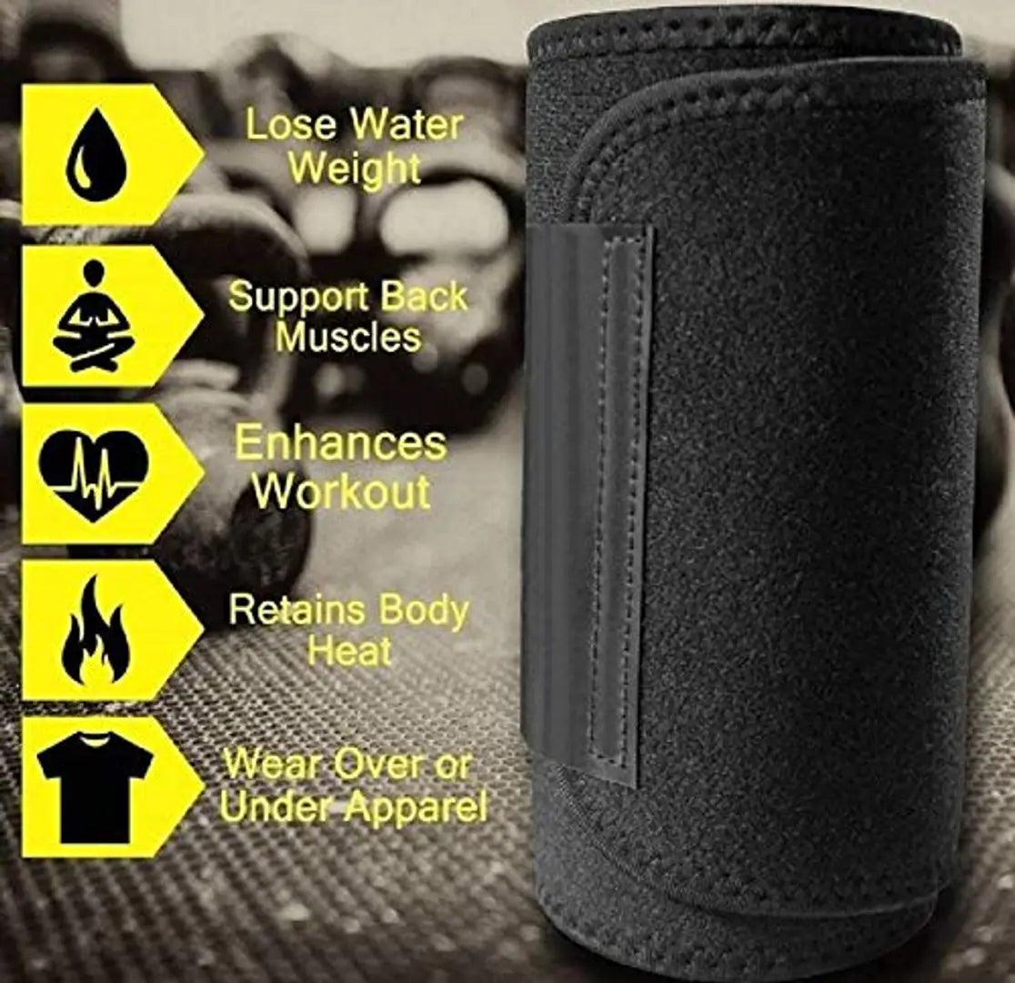 Sweat Slim Belt Free Size for Man and Women Fat Burning Sauna Waist Trainer - Promotes Healthy Sweat, Weight Loss,Tummy Trimmer, Lower Back Posture(Free Size)(Both Man and Women)