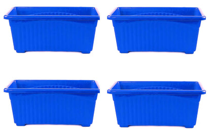 Premium Plastic Rectangular Jupiter Pots-Blue-Set of 4