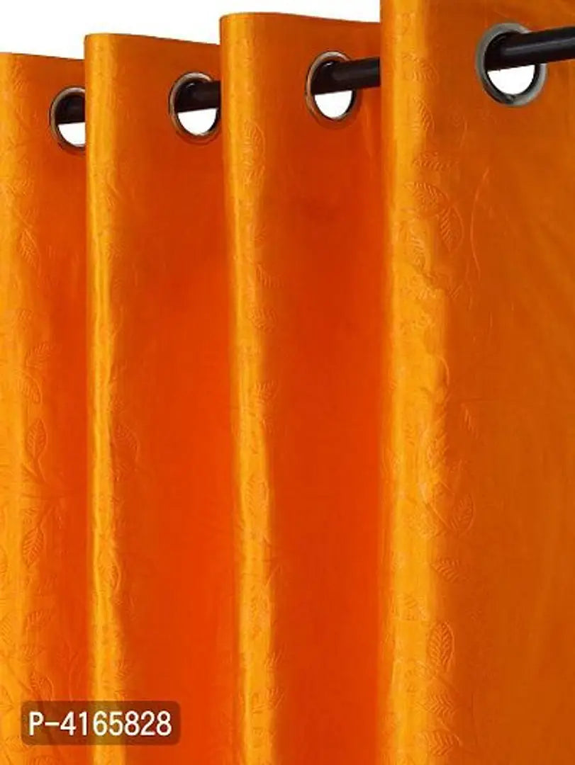 Pack of 2 Beautiful  Orange Polyester Eyelet Fitting Door Curtain (7 Feet)