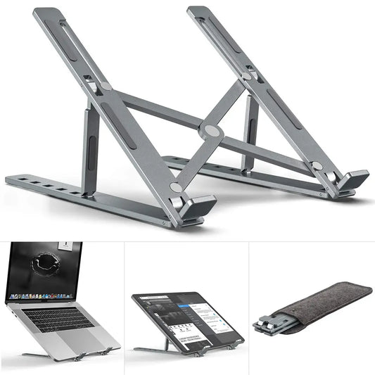 Aluminium Alloy Adjustable Laptop Riser Portable Desktop Holder Compatible With Heavy and Light Laptops