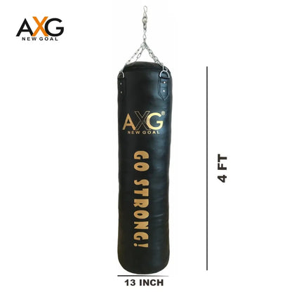 AXG NEW GOAL Long lasting Combo With 4ft Unfilled Punching Bag, Gloves  Steel Chain Boxing Kit