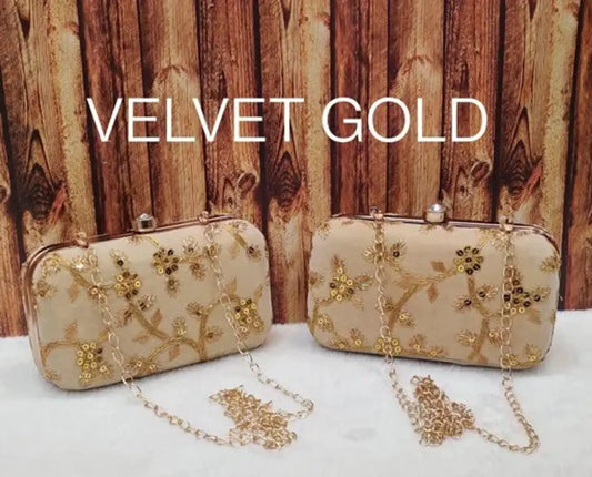 Classy Velvet Embroidered Clutches Pack of 2
