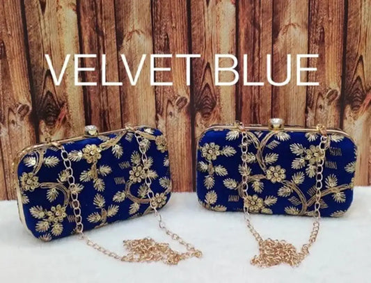 Classy Velvet Embroidered Clutches Pack of 2