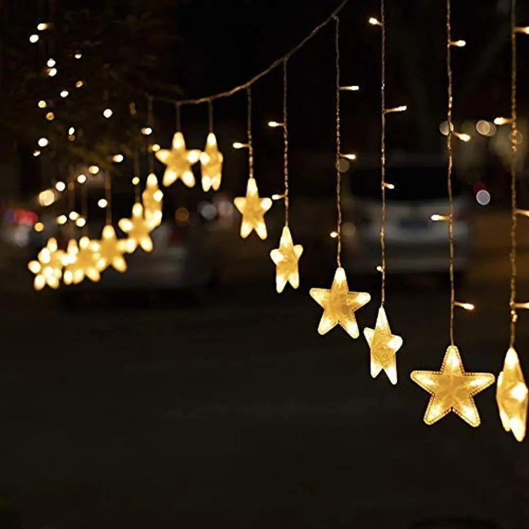 Star Curtain Lights, 16 Stars 136 LED Curtain String Lights Fairy Lights for Christmas Wedding Decoration Home Patio Lawn
