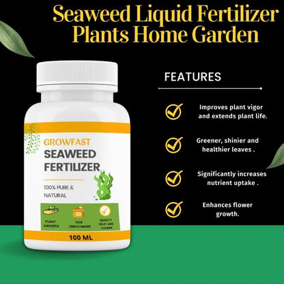 GrowFast Seaweed  - Water Soluble Organic for Garden Plants (100 ML) Fertilizer  (100 ml, Liquid)
