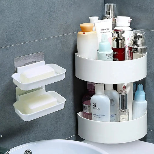 Waterproof Kitchen Bathroom Shelves and Soap Stand Holder Organizer (2 Bathroom Triangle + 2 Soap Box)
