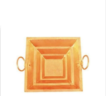 Pure Copper Hawan Kund with Handle On Both Side, for Yagya, Hawan  Poojan Purpose,  medium size