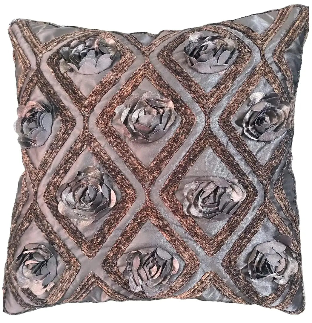 CASA-NEST Premium Cutwork Rose Print Cushion Cover, Pack of 5 Pc, Bed Cushion/Decorative Sofa Cushion (Size:16x16Inch) (Multi 5)