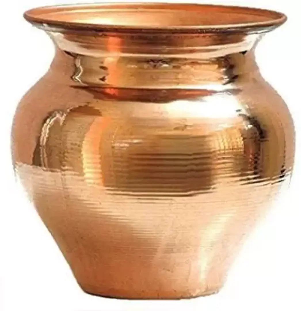 Copper Lota Kalash Pot |700 ML| Used as Poojan Worship Home Temple Garden Storage Water Beneficial for Health from Vrindavan 700Ml Copper Kalash  (Brown)