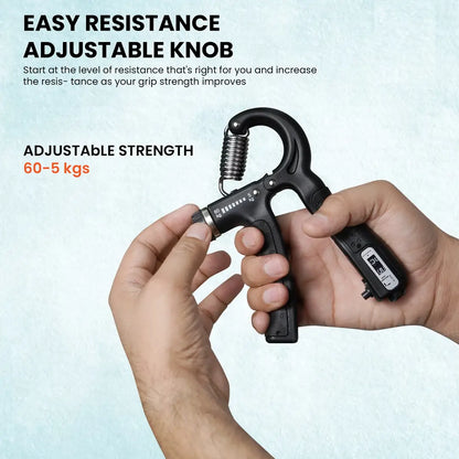 Heavy Duty Premium Hand Grip Strengthener, Counting hand Grips Workout, Adjustable Resistance Strength Hand Grip 05-60 KG, Exerciser for Muscle Building and Injury Recovery (Black)