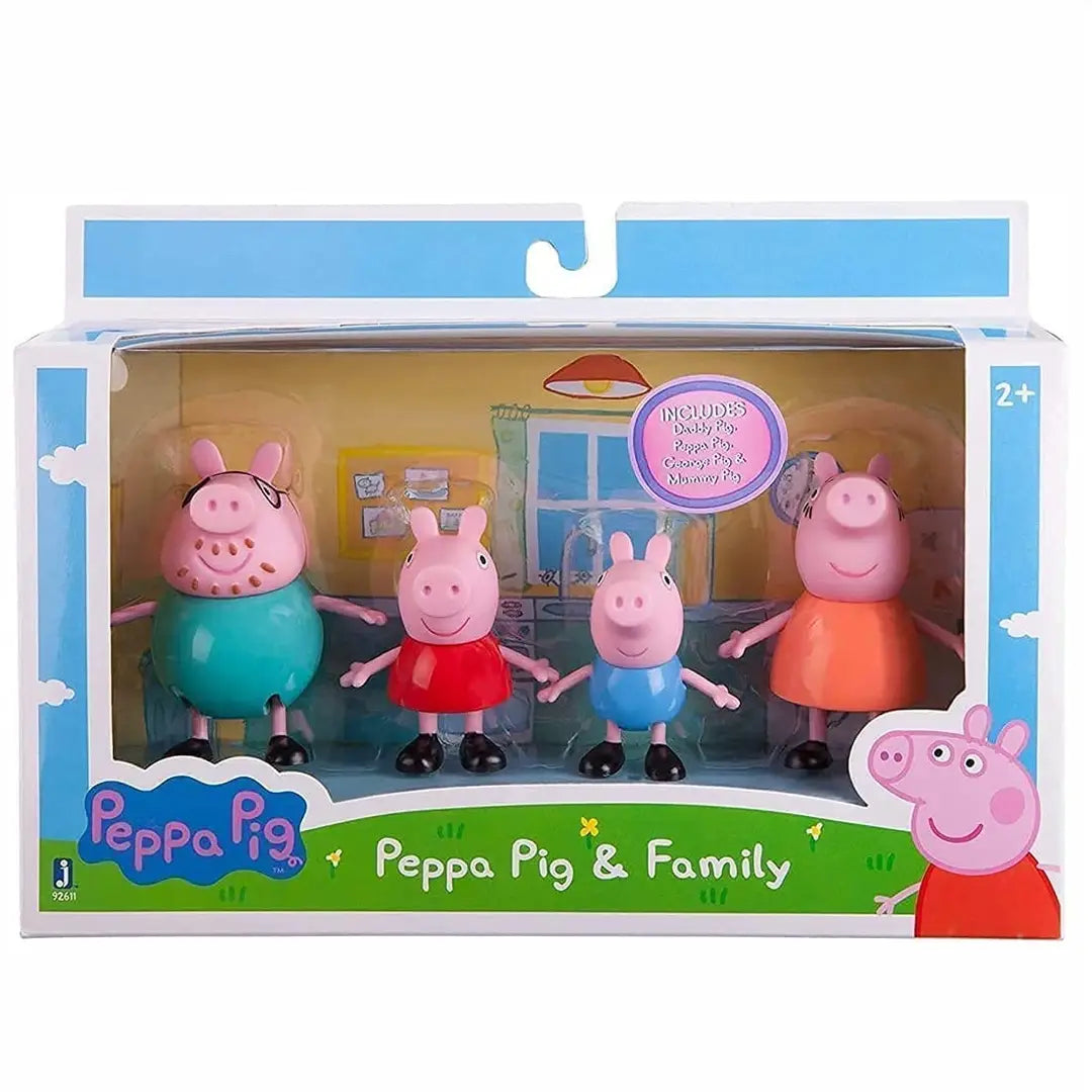 Myhoodwink Peppa Pig Family Toy, Set of 4 with Pig House Set, Animated Toys for Children for Pretend Play
