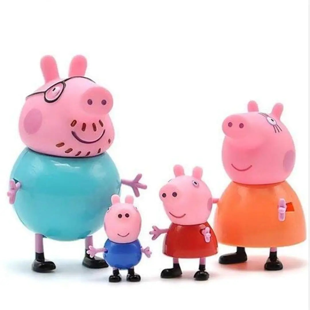 Myhoodwink Peppa Pig Family Toy, Set of 4 with Pig House Set, Animated Toys for Children for Pretend Play