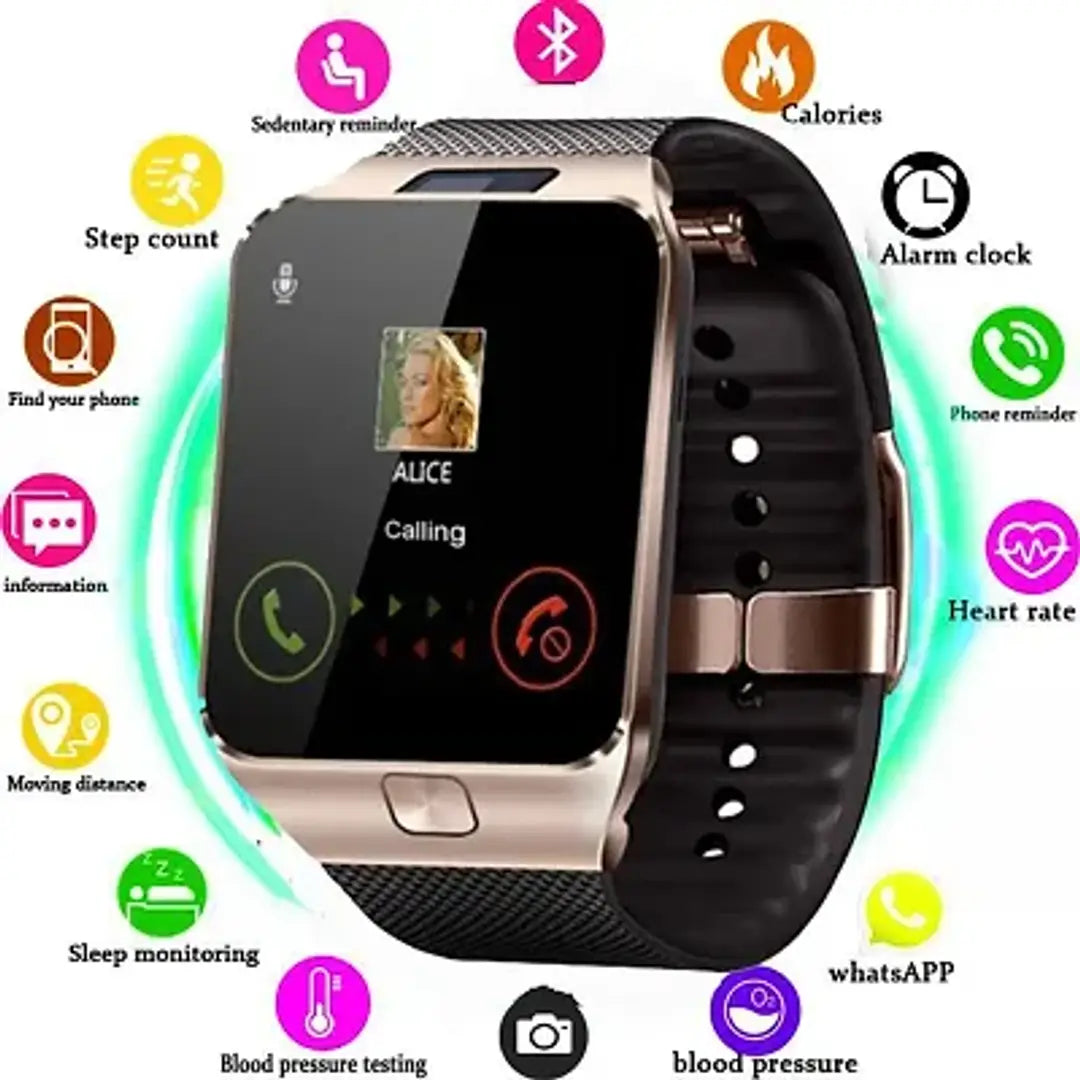 DZ09 Smart Mobile watch with Bluetooth, Camera, Activity Tracker, Sim  TF Card Suppored, Caling Smart Watch (Black Dial, Free Size)