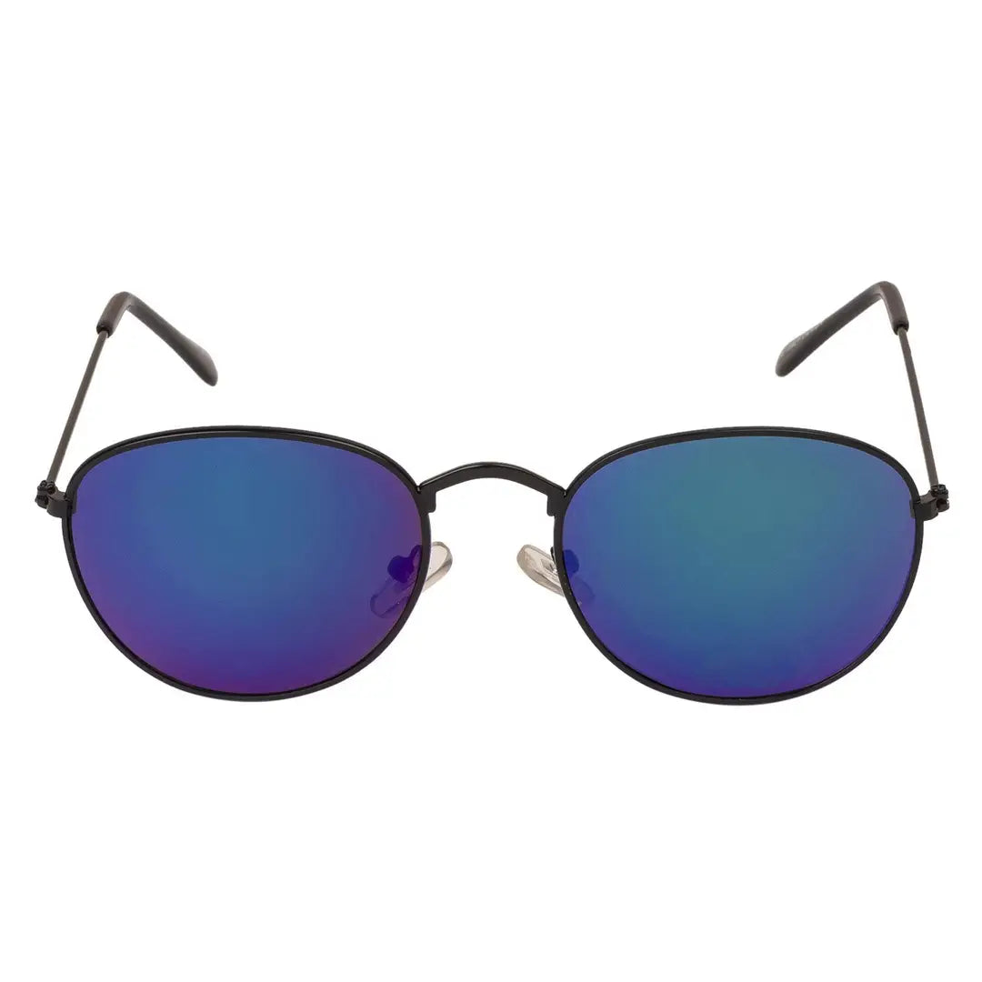 Arzonai Jones Mirrored Oval Shape Black-Green UV Protection Sunglasses For Men  Women [MA-310-S4 ]