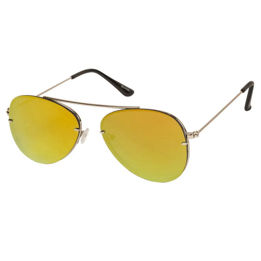 Arzonai Trending Aviator Shape Silver-Orange Mirrored UV Protection Sunglasses For Men  Women [MA-7777-S8 ]