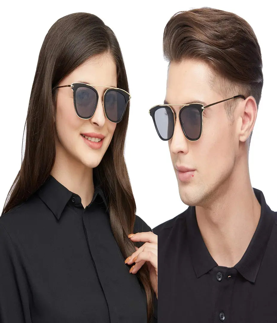 Ivish Classic Club Master UV Protection Unisex Sunglasses (Grey/Black, 56 mm)