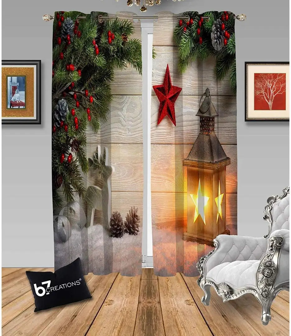 BELLA TRUE 213 36 cm  7 ft  Polyester Blackout Door Curtain  Pack Of 2   Printed  Multicolor