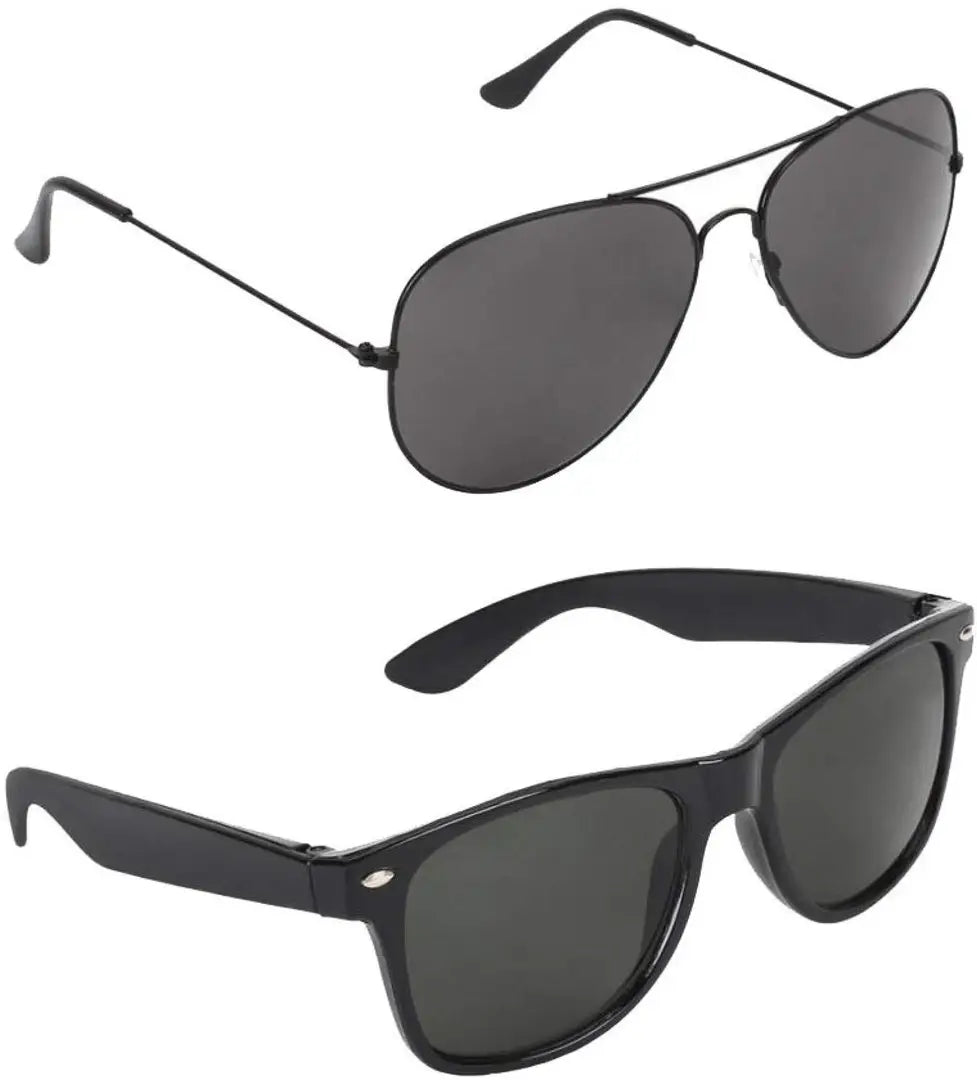 2019 Latest Combo Sunglasses for Men and Women Aviator and Wayfarer Sunglasses(Black)