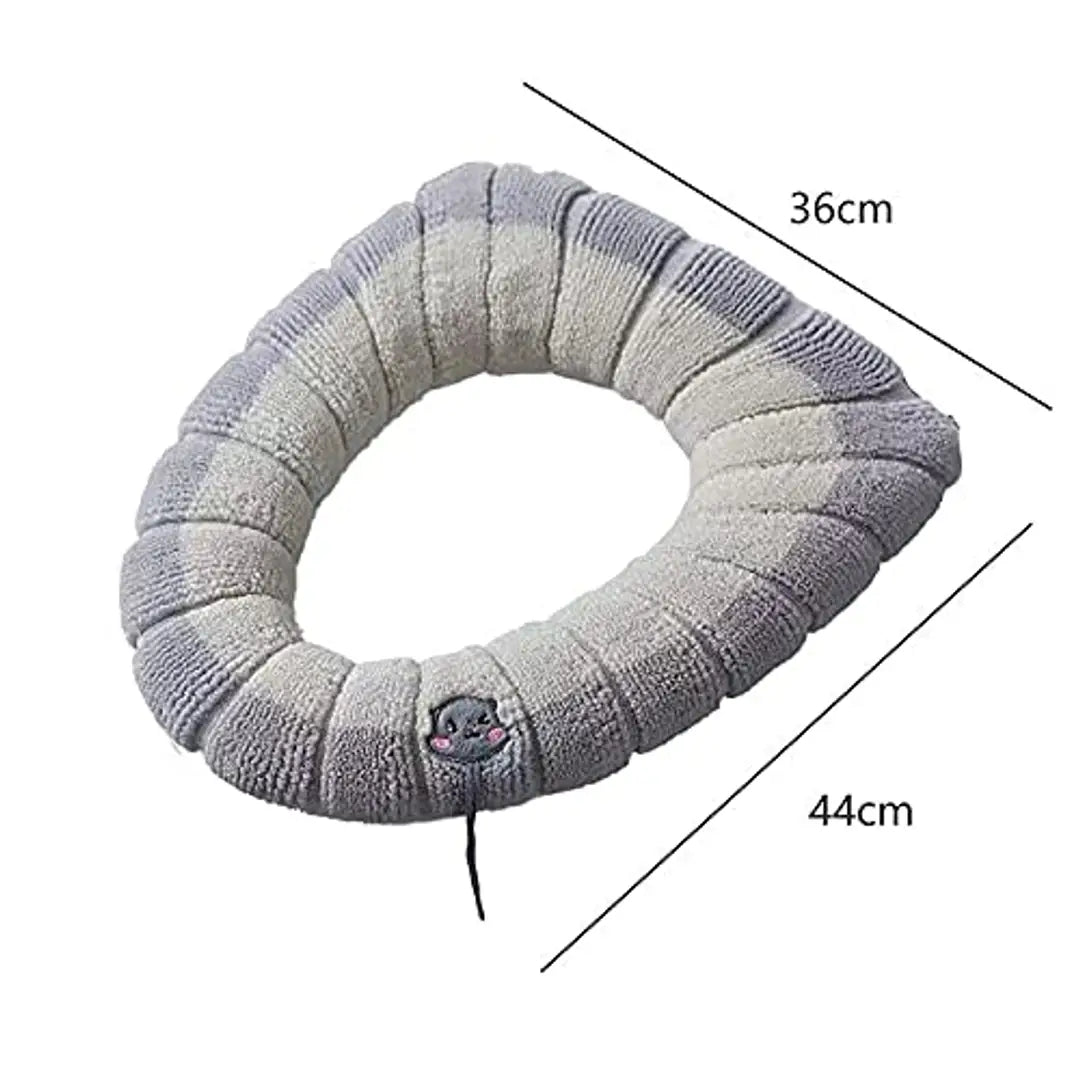 Jeval Install Toilet Top Seat Cover Lid Warmer Great for Winters, Flannel Toilet Lid, Tank Cover Toilet Seat Cushion Toilet Mat Pad Bathroom Warmer (2)