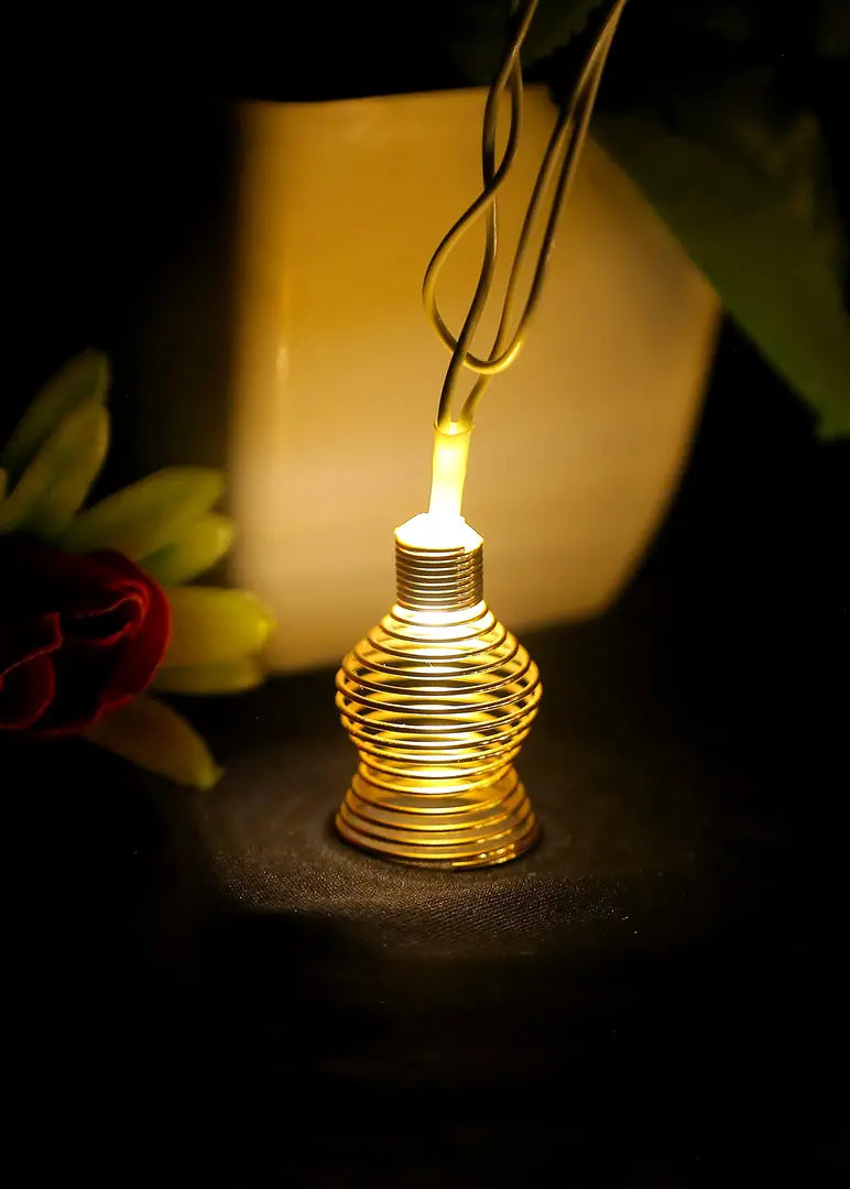 7 season's Golden Circular Steel Spring String Lights for Occasion Like Navaratri / Diwali / Birthday / New Year / Anniversary or Valentine Day Party Decoration / Home Decoration (WW_Glass)