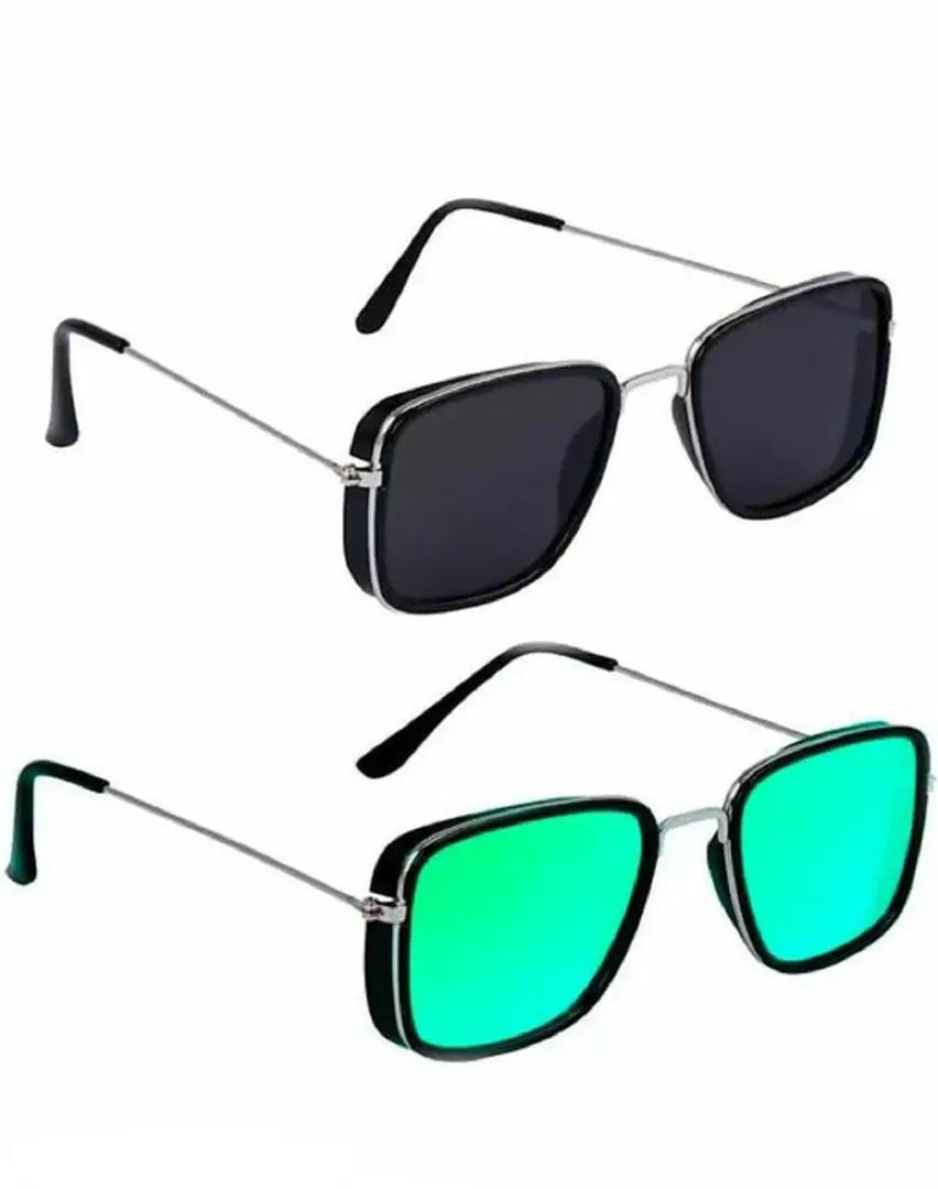 Sunglasses Combo , Men Alloy Frame Square Sunglasses ,U V Protected Combo Pack of 2 (MULTI COLOR)