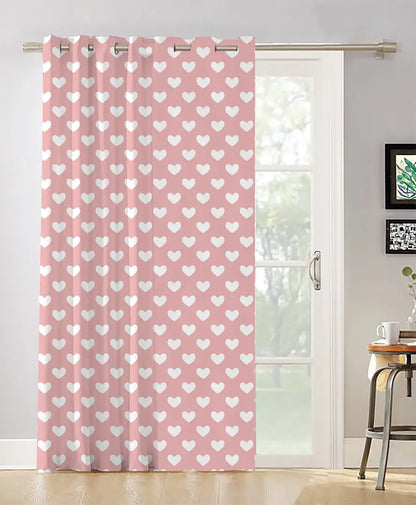 Oasis Home Collection Cotton Printed Window Eyelet Curtain (Pink Heart, 4.5 X 9 ft)