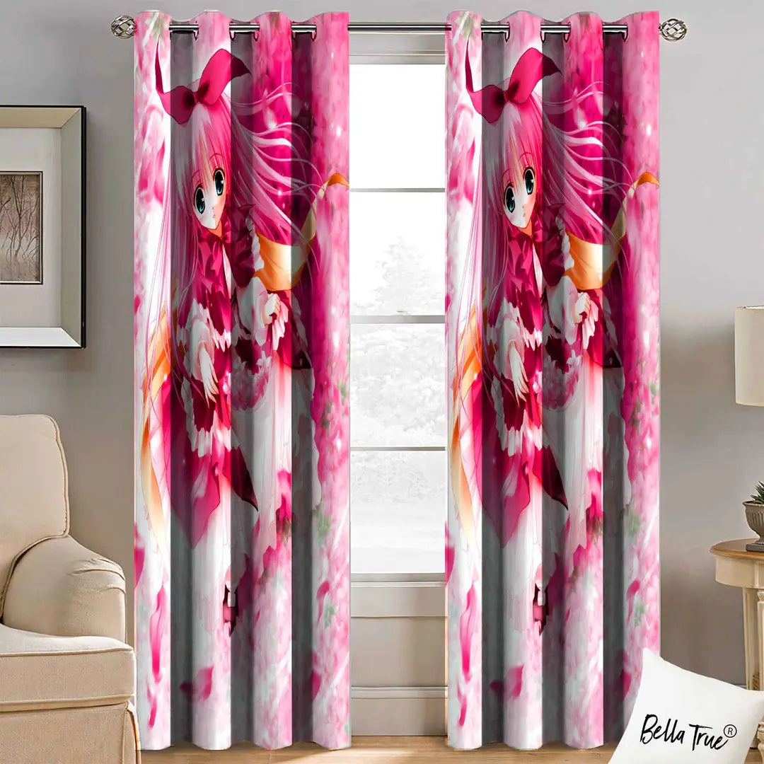 BELLA TRUE 270 cm (9 ft) Polyester Semi Transparent Long Door Curtain (Pack Of 2) (Printed, Multicolor)