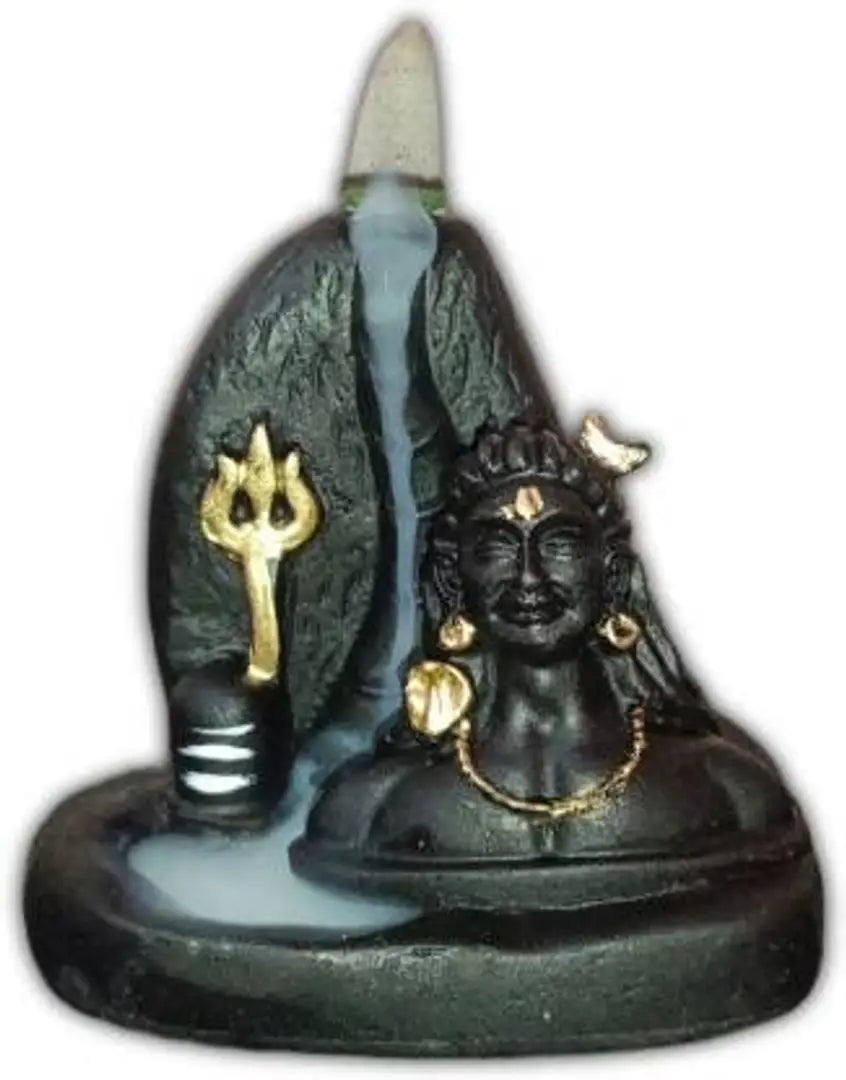 Adiyogi-Smoke-Fountain with Shivling and Trishool, Incense-Holder with 10 Free Backflow Scented Cone Incenses, Dhoop-Stand. Adiyogi-dhoop-Stand, Shiv-dhoop-Stand, Smoke-Fountain