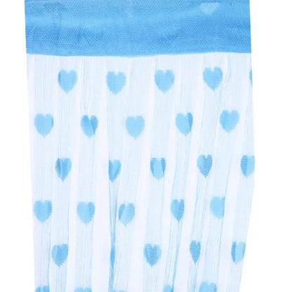 Rudraksh Beautiful Heart Shape Net Design Single Piece of Curtain for Home | Pack of 1 Piece| Blue | 72x48 inch, Door Curtains (1 PC)