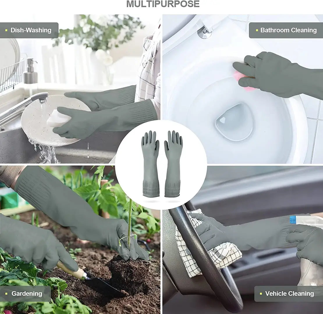 Long Slevees Rubber Washable Reuseble Hand Garden Kitchen Bathroom Toilet Cleaning Gloves GL-13