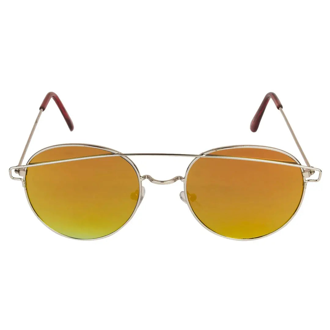 Arzonai Fletcher Round Silver-Orange UV Protection Sunglasses For Men  Women |MA-801-S10|