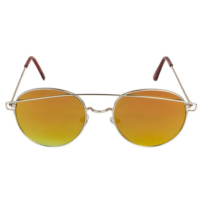 Arzonai Fletcher Round Silver-Orange UV Protection Sunglasses For Men  Women |MA-801-S10|