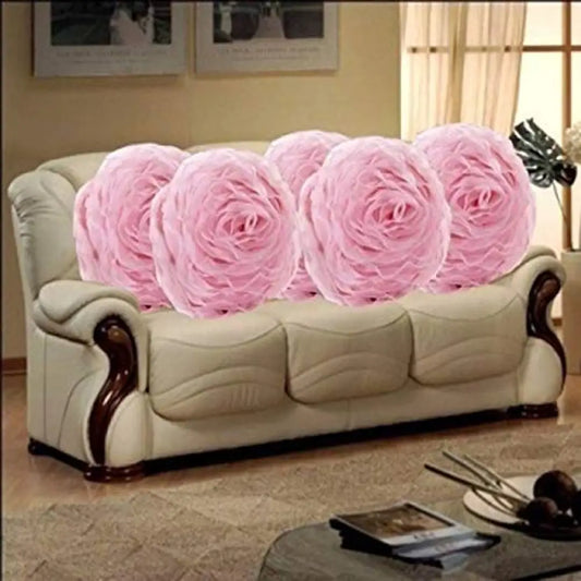 MSenterprises polyester Round Tissue Rose Cushion Covers - Pack of 5(40x40cms, Baby Pink)