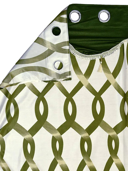 Cortina Durable & Stylish Floral Print 100% Polyester Frll Curtains ? Metal Grommets ? Easy Fitting Over Window & Door ? Bedroom Living Room Kids Room Kitchen ? 7 Feet Set of 2 ? Green 1?