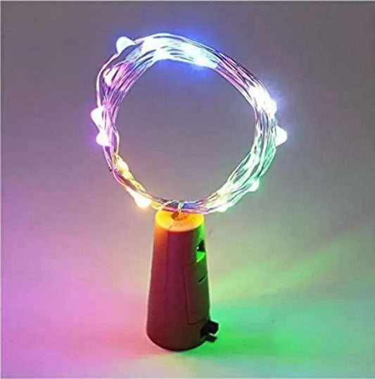 LJC Multicoloured String Light, Cork Light, Fairy Light, Wine Bottle Light Copper Wire Make Your Occassion Shine and Bright (Pack of 2)