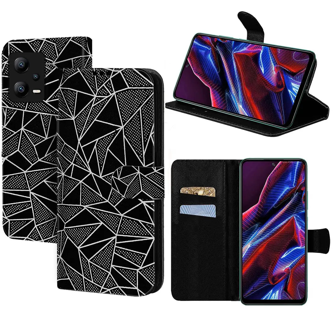 Knotyy Velvet Finish Faux Leather Flip Cover for Poco X5 5G with Foldable Stand  Cards Slots - Black