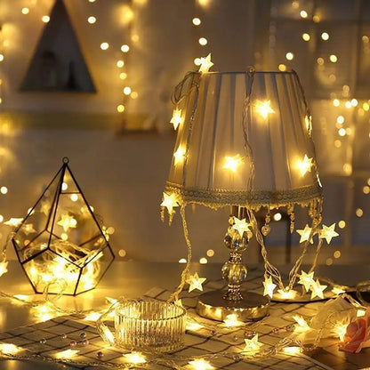 MIRADH 5M 20 LED Warm White Waterproof Outdoor Starry Fairy 20Star String Lights Plug Powered