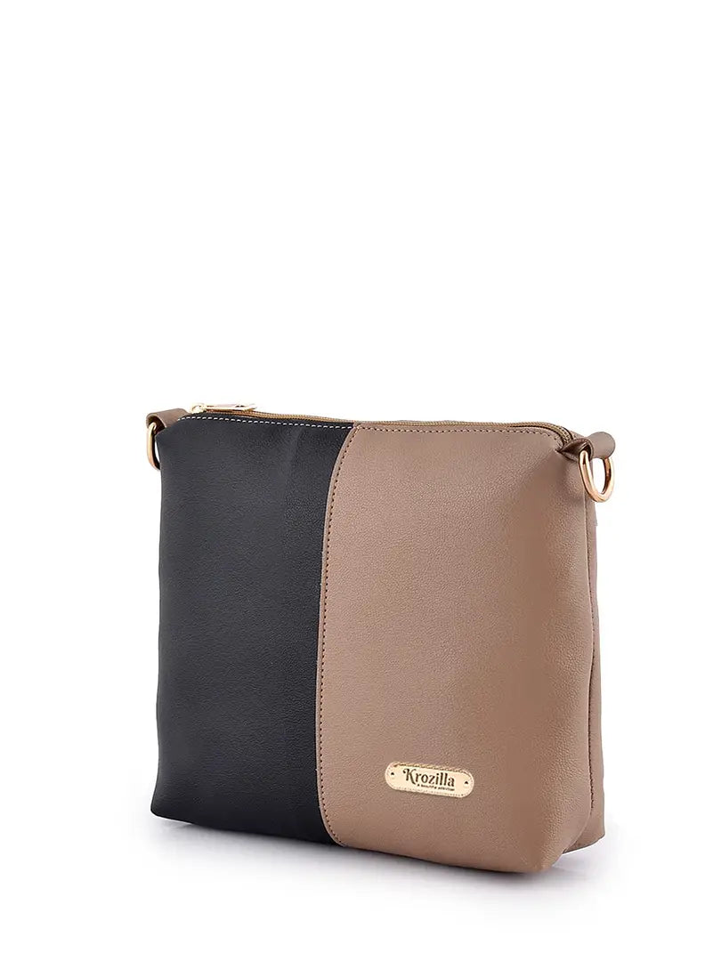 Krozilla Women Beige & Black stylish Sling Bag Set of 2