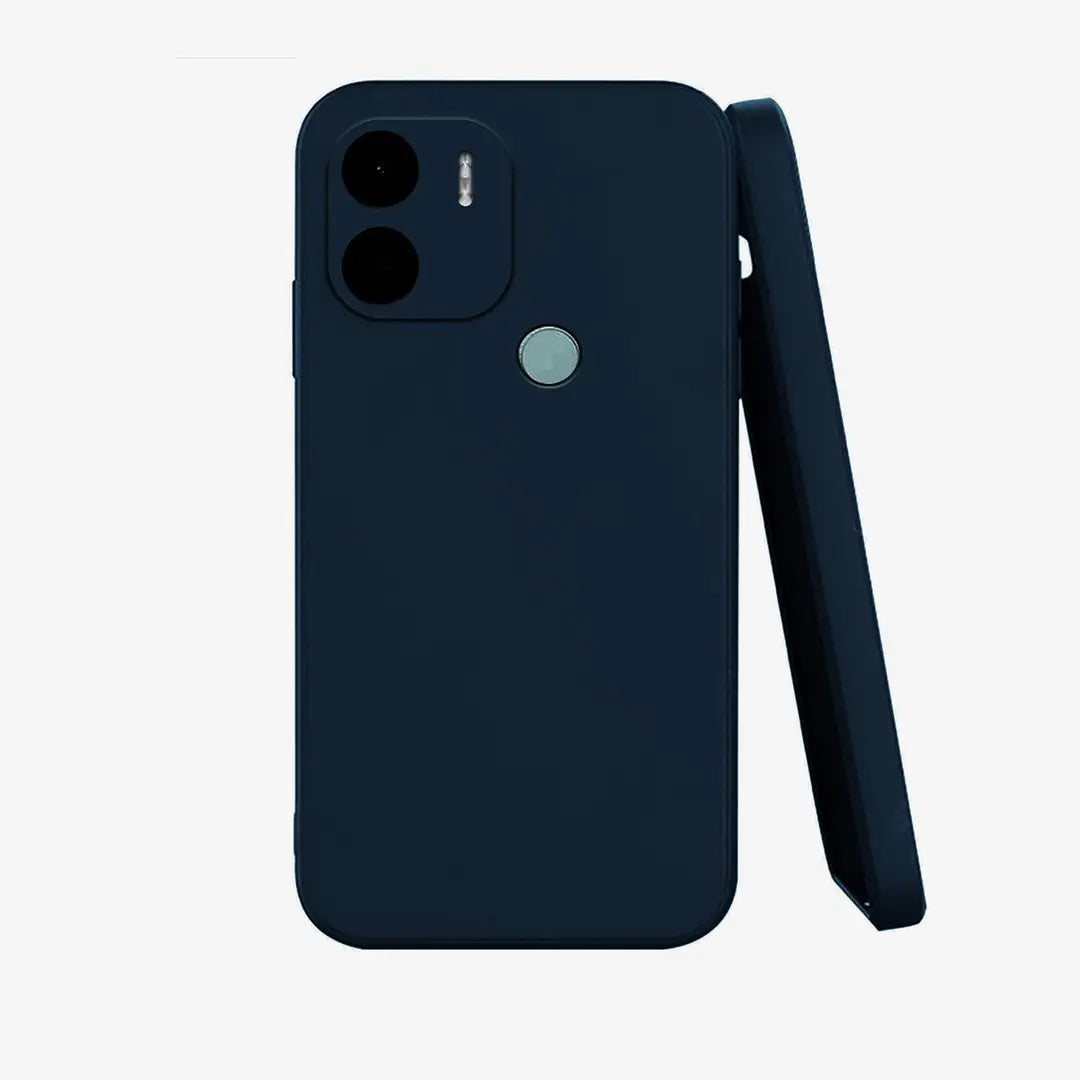 Knotyy Ultra Soft Rubberised Back Cover for Poco C50 | Inner Velvet Fabric Lining | Matte Silicone Flexible |Raised Bumps for Camera  Screen Protection Back Case Cover - Blue