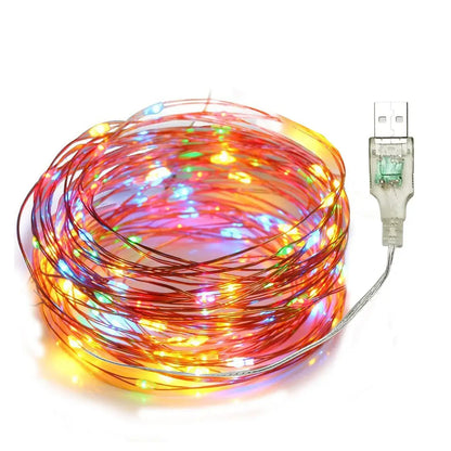 LTETTES 10M 100LED Multicolor - RED,Green,Blue,Yellow USB Powered Copper Wire LED Decorative Fairy String Lights-Corded Electric