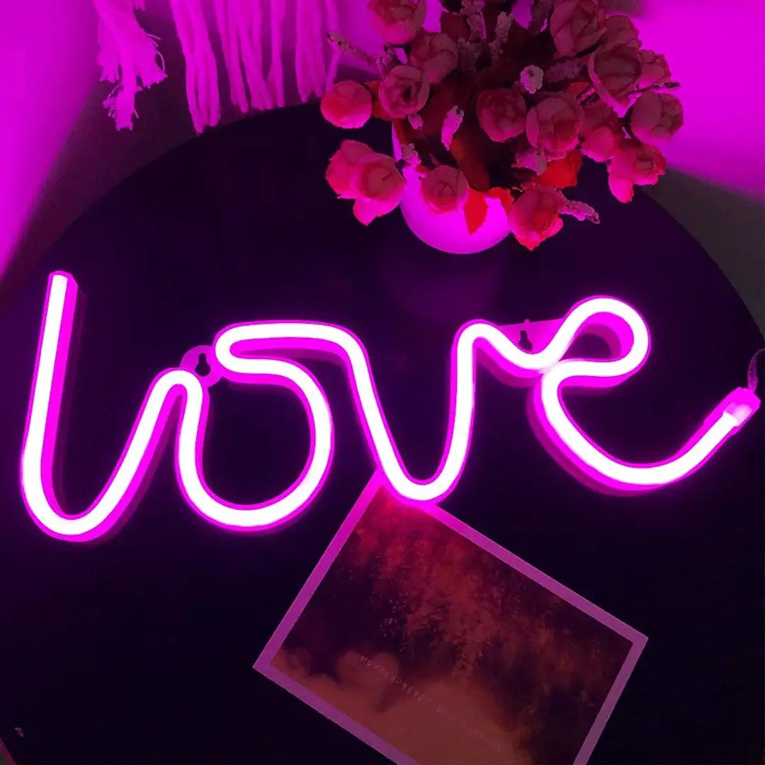 Sanjis Enterprise Love Neon Sign for Bedroom Party Supplies Battery Neon Light for Wall,led Neon Wall Signs Room Decoration Accessory Table Decoration