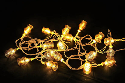 7 season's Golden Circular Steel Spring String Lights for Occasion Like Navaratri / Diwali / Birthday / New Year / Anniversary or Valentine Day Party Decoration / Home Decoration (WW_Glass)