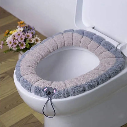 Jeval Install Toilet Top Seat Cover Lid Warmer Great for Winters, Flannel Toilet Lid, Tank Cover Toilet Seat Cushion Toilet Mat Pad Bathroom Warmer (2)