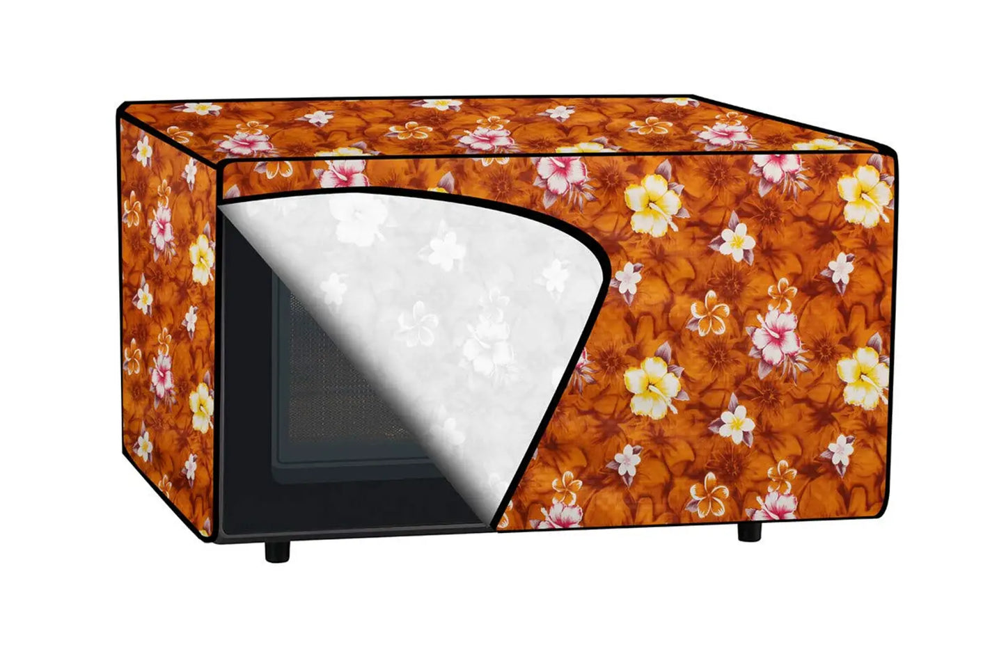 The Furnishing Tree Microwave Oven Cover for LG 28 L Convection Microwave Oven MJ2886BFUM Floral Pattern Orange