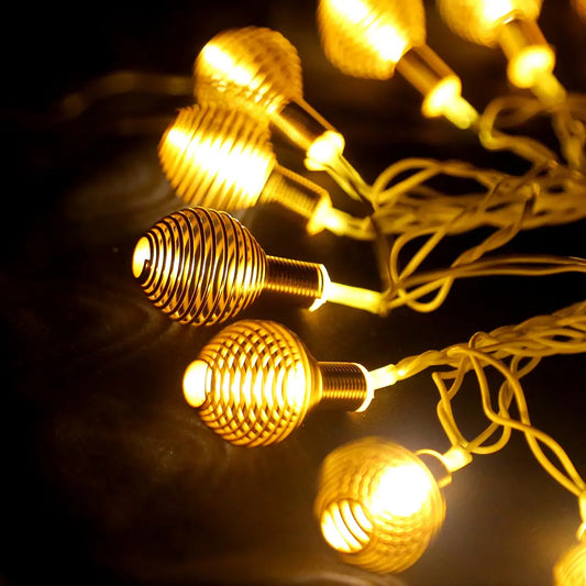 7 season's Golden Circular Steel Spring String Lights for Occasion Like Navaratri / Diwali / Birthday / New Year / Anniversary or Valentine Day Party Decoration / Home Decoration(WW_Egg)